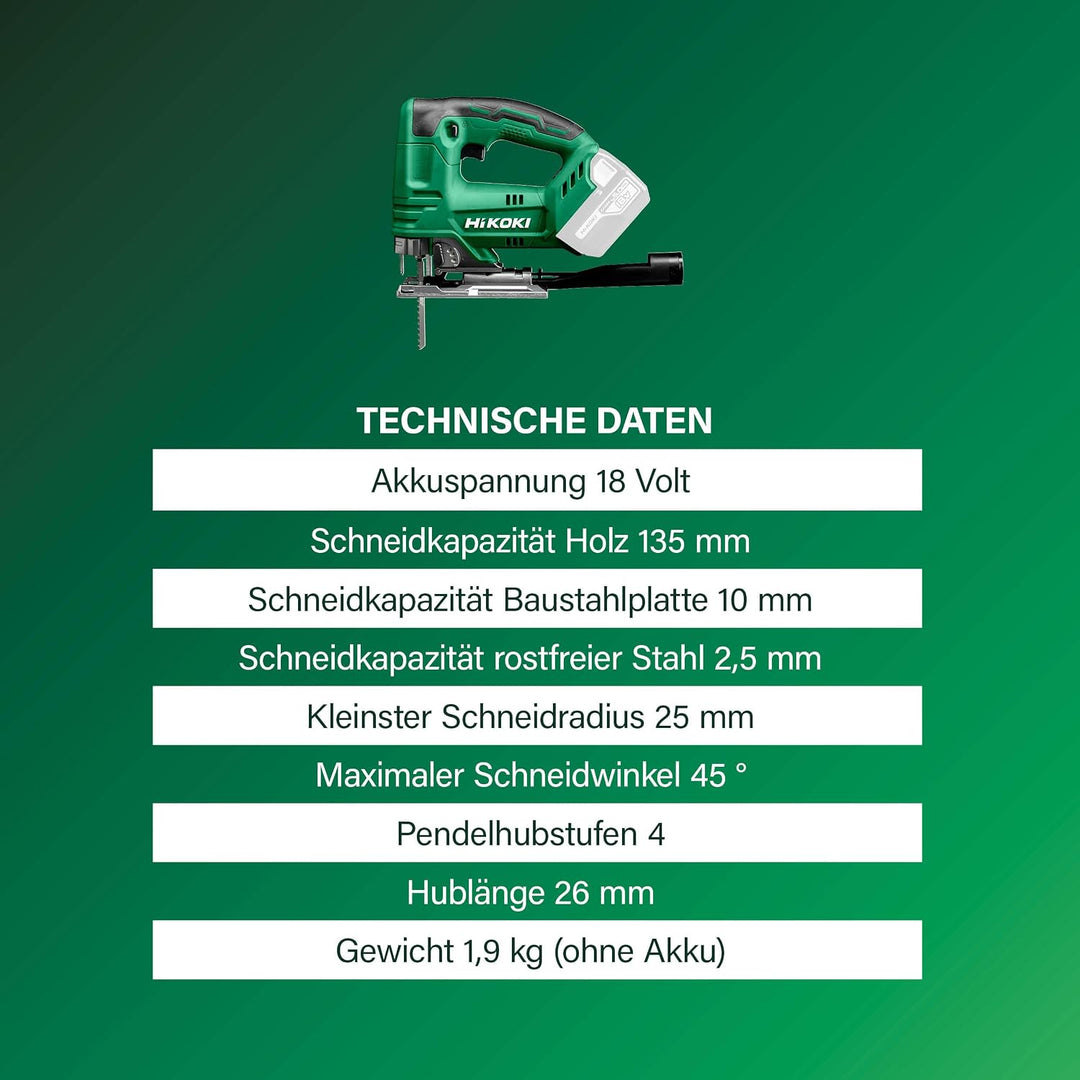 HIKOKI Akku Stichsäge, CJ18DA, 18V(Basic) (HSC