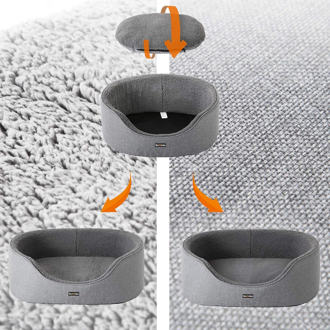 Feandrea Hundebett, Hundekorb, Wendekissen, 83 x 63 x 27 cm, grau PGW32GG Grau L 83 x B 63 x H 27 cm