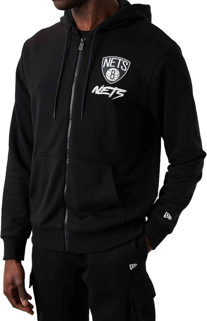 New Era - NBA Brooklyn Nets Script Graphic Zip Hoodie Farbe Schwarz M Schwarz, M Schwarz