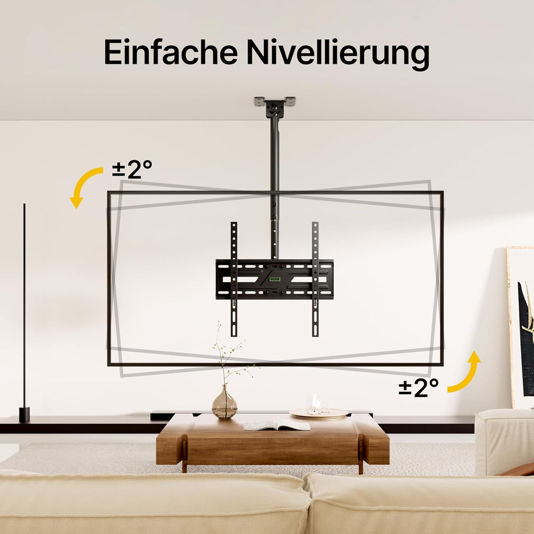 monTEK TV Deckenhalterung Neigbar und Schwenkbar für die meisten 37-75 Zoll Fernseher, Fernsehhalter