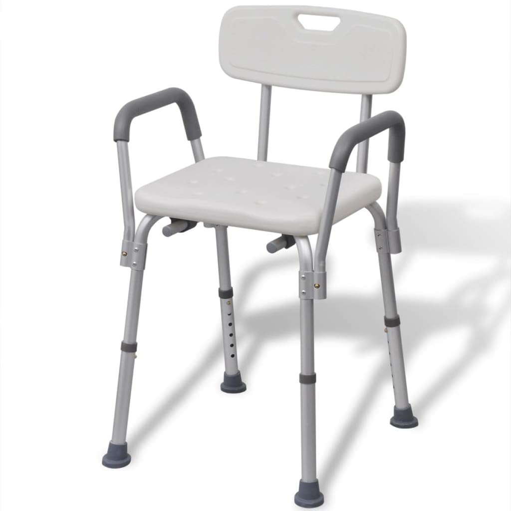 vidaXL Duschstuhl mit Arm-& Rückenlehne Aluminium Duschsitz Badestuhl Badhocker