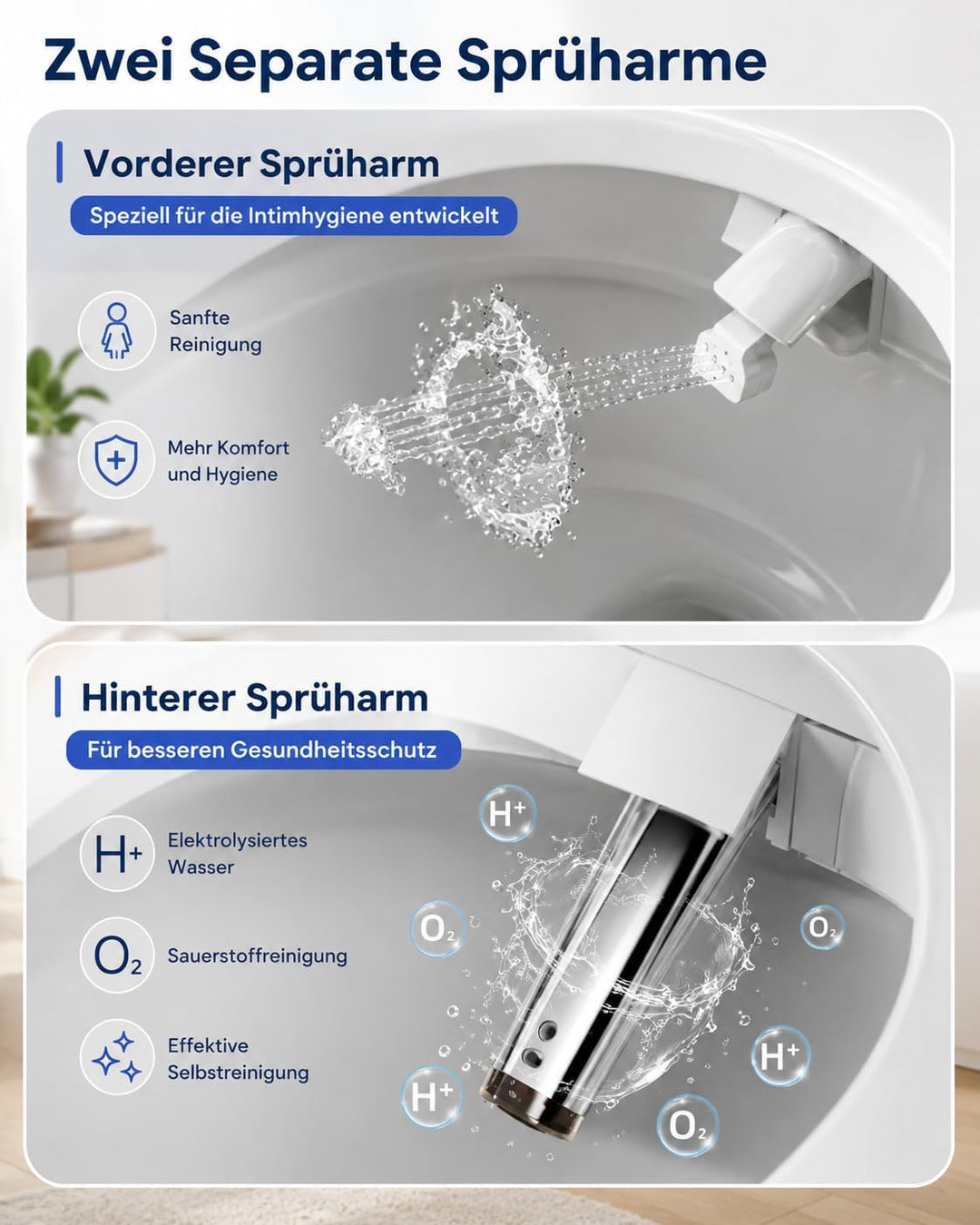 Smart Toilettensitz Bidet mit Doppel-Sprüharme, Japanische Toilette Sitz Beheizbare Klobrille, Dusch