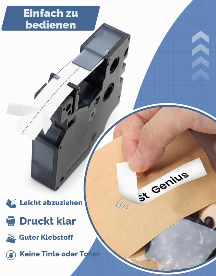 Aken 12mm x 7m Etikettenband Kompatibel mit Dymo D1 für Dymo Labelmanager 160 LM280 360 420P, als Er
