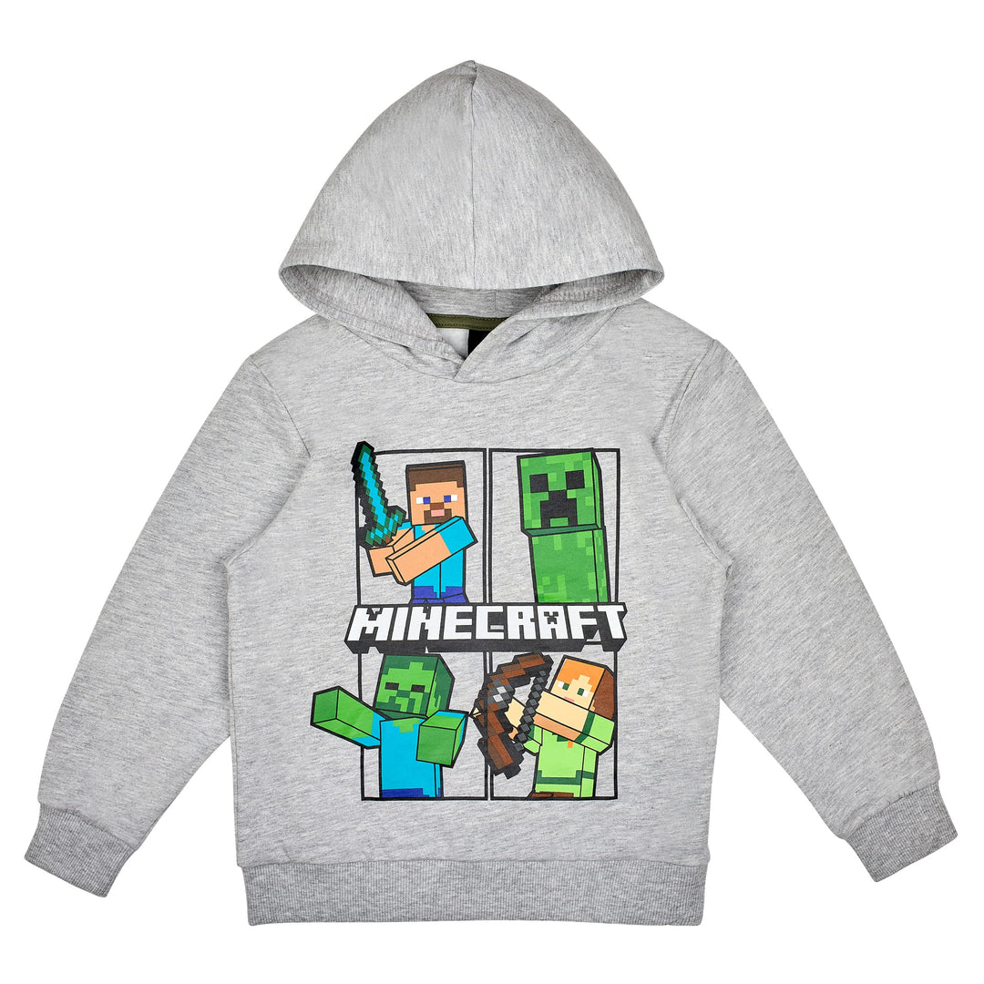 Minecraft Jungen Creeper Hoody Kapazenpullover 116 Grau, 116 Grau