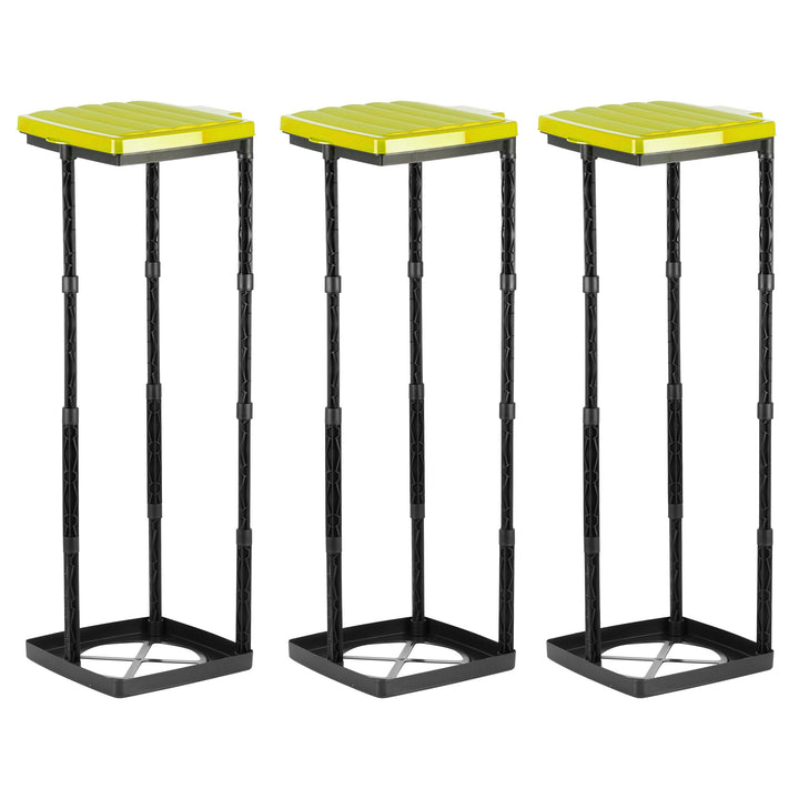 Grizzly Müllsackständer, Mülltütenhalter bis 120L, 3er Set, gelbe Deckel, höhenverstellbar, geruchsn