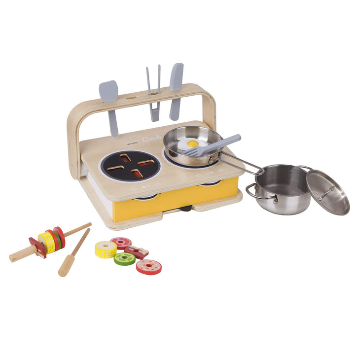 Classic World Spielküche Holz für Kinder ab 3 Jahre | Kinderküche Holz | klein 2 in 1 | Küchenset mi