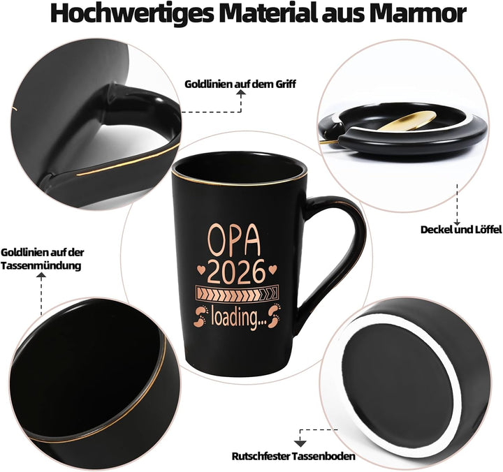 Opa Tasse 2026 Loading, Du Wirst Opa Kaffeetasse, Geschenk für Werdende Grosseltern zu Weihnachten,
