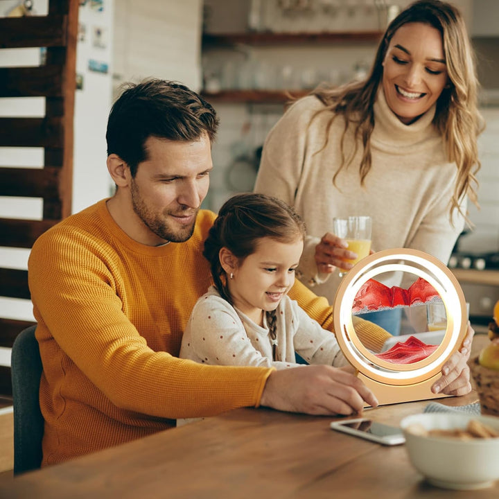 Ulikey Sandbilder Zum Drehen, 3D Dynamische Sandbild mit Led Licht, 10 Zoll Bewegende Sandkunst, Fli