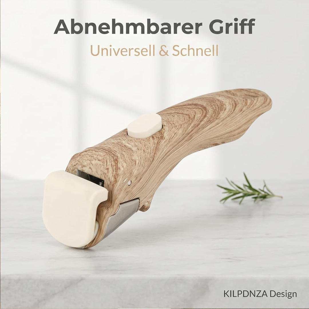Abnehmbarer Griff für Topfset, Pfannengriff Holzmaserung, Pfannenset Abnehmbarer Grif - Universelle