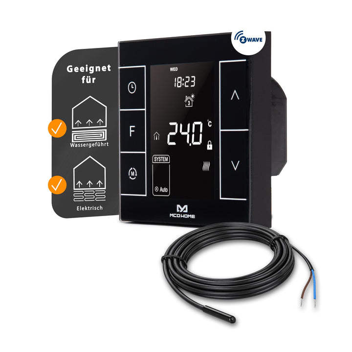 MCO Home Z-Wave Raumthermostat MH7H-EH für Fussbodenheizung & Infrarot-Heizung/Z-Wave Smarthome komp