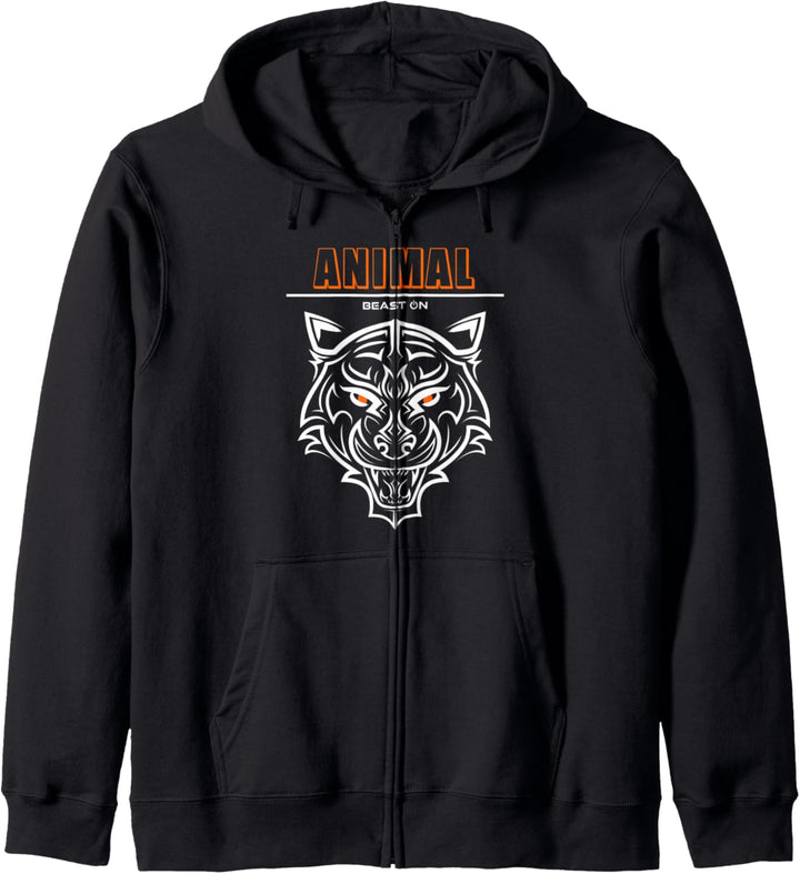 Tiger Kopf Orange Animal Gains Gym Workout Fitness Training Kapuzenjacke