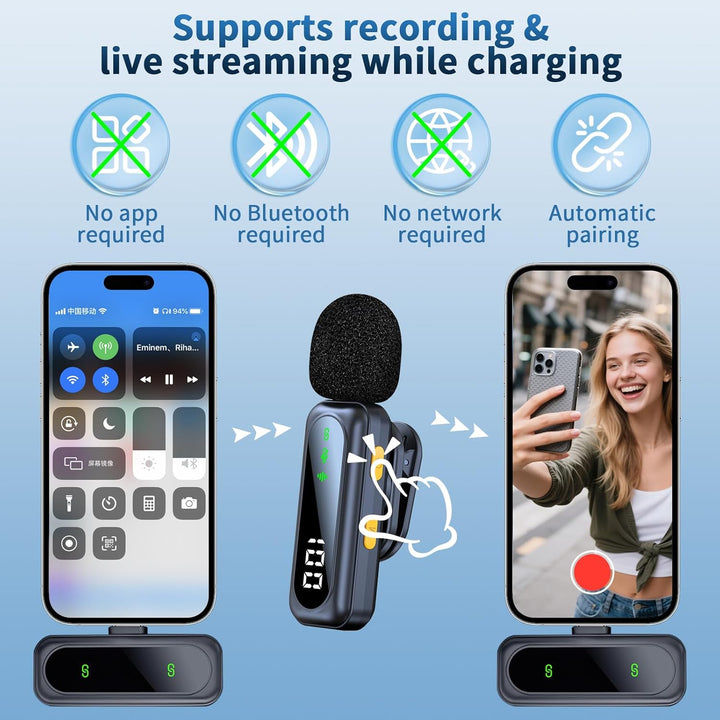 Mikrofon Handy Bluetooth Lavalier Wireless Mini, Microphone Kleines Mikro, Ansteckmikrofon Kabellos