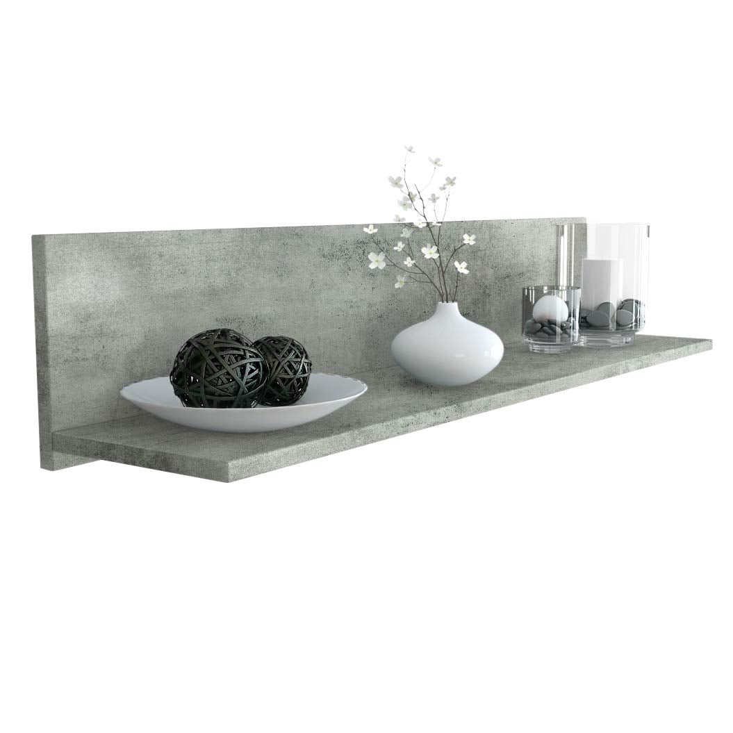Vladon Wandregal Skadu, Schweberegal mit praktischer Ablage, Beton Dunkel Optik (97,5 x 18,5 x 18,5