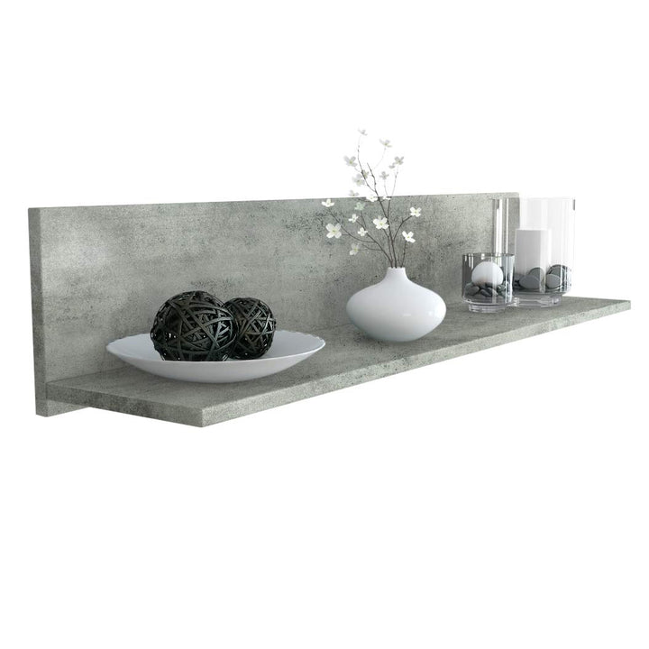 Vladon Wandregal Skadu, Schweberegal mit praktischer Ablage, Beton Dunkel Optik (97,5 x 18,5 x 18,5