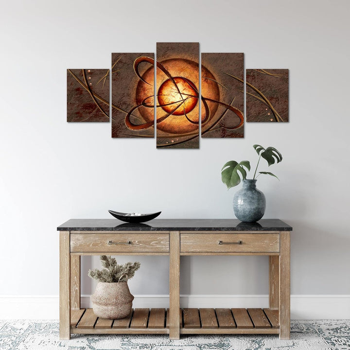 Runa Art Wandbilder Abstrakt 5 Teilig Bild auf Vlies Leinwand Deko Wohnzimmer Schlafzimmer Beige Bra