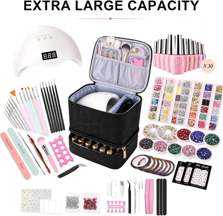 Nagellack Organizer, Nagellack Aufbewahrung für 30 Nagellackflaschen und 1 LED-Nagellampe, doppelte