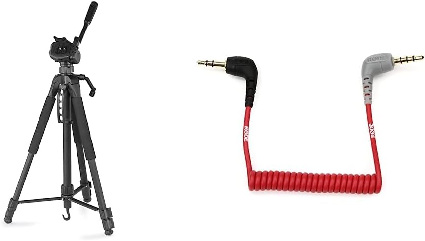 Hama Stativ Kamera “Action 165 3D“ schwarz & RØDE 3,5-mm-TRS-auf-TRRS-Patchkabel SC7 165cm Bundle mi