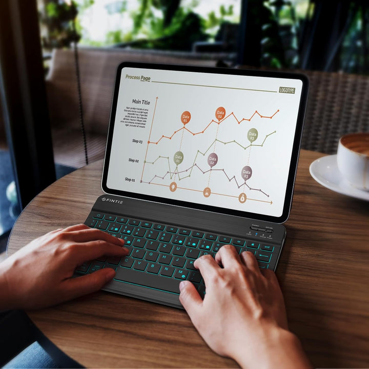 Fintie Beleuchtete Tablet Tastatur (Deutsches Layout QWERTZ), 10 Zoll Bluetooth Tastatur mit Hinterg