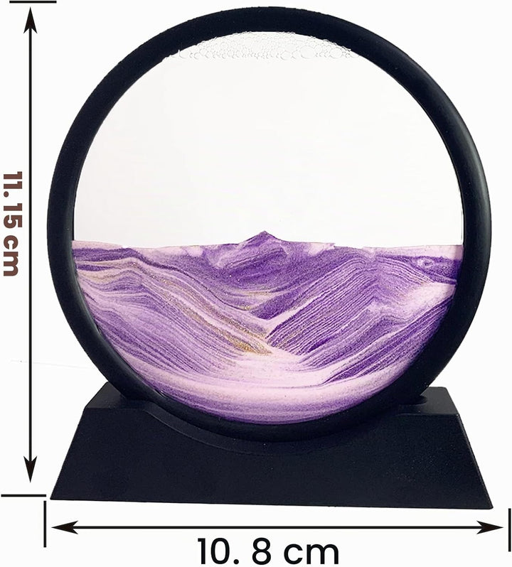 SANDCLE 3D Sandbilder Zum Drehen - Dynamisches Sandbild Runde Glas Rahmen, Bewegliche Sandkunst Land