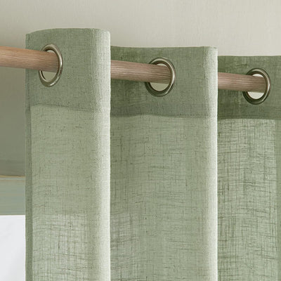 MIULEE Gardinen Vorhänge mit ösen Voile Vorhang Modern Leinenoptik Halbtransparent für Wohnzimmer Kü