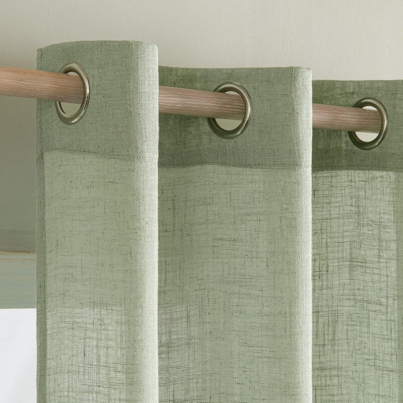 MIULEE Gardinen Vorhänge mit ösen Voile Vorhang Modern Leinenoptik Halbtransparent für Wohnzimmer Kü
