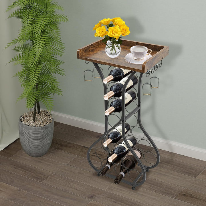 Weinregal freistehend für 14 Flaschen, 90cm Flaschenregal | Dekorativer Flaschenhalter-Ständer für K