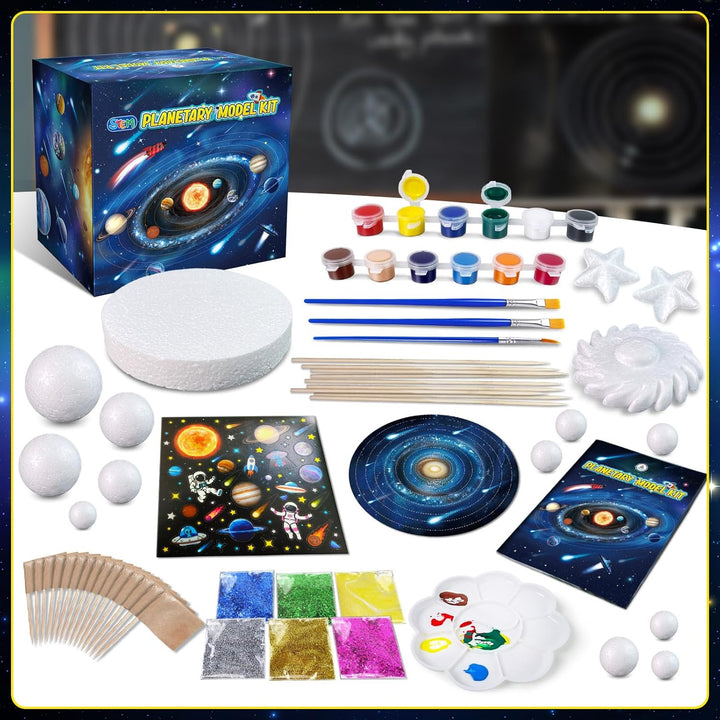 UNGLINGA Solar System Modell Bausatz mit 9 Schaumstoffkugeln, Planeten zum Bemalen DIY Kinder Spielz