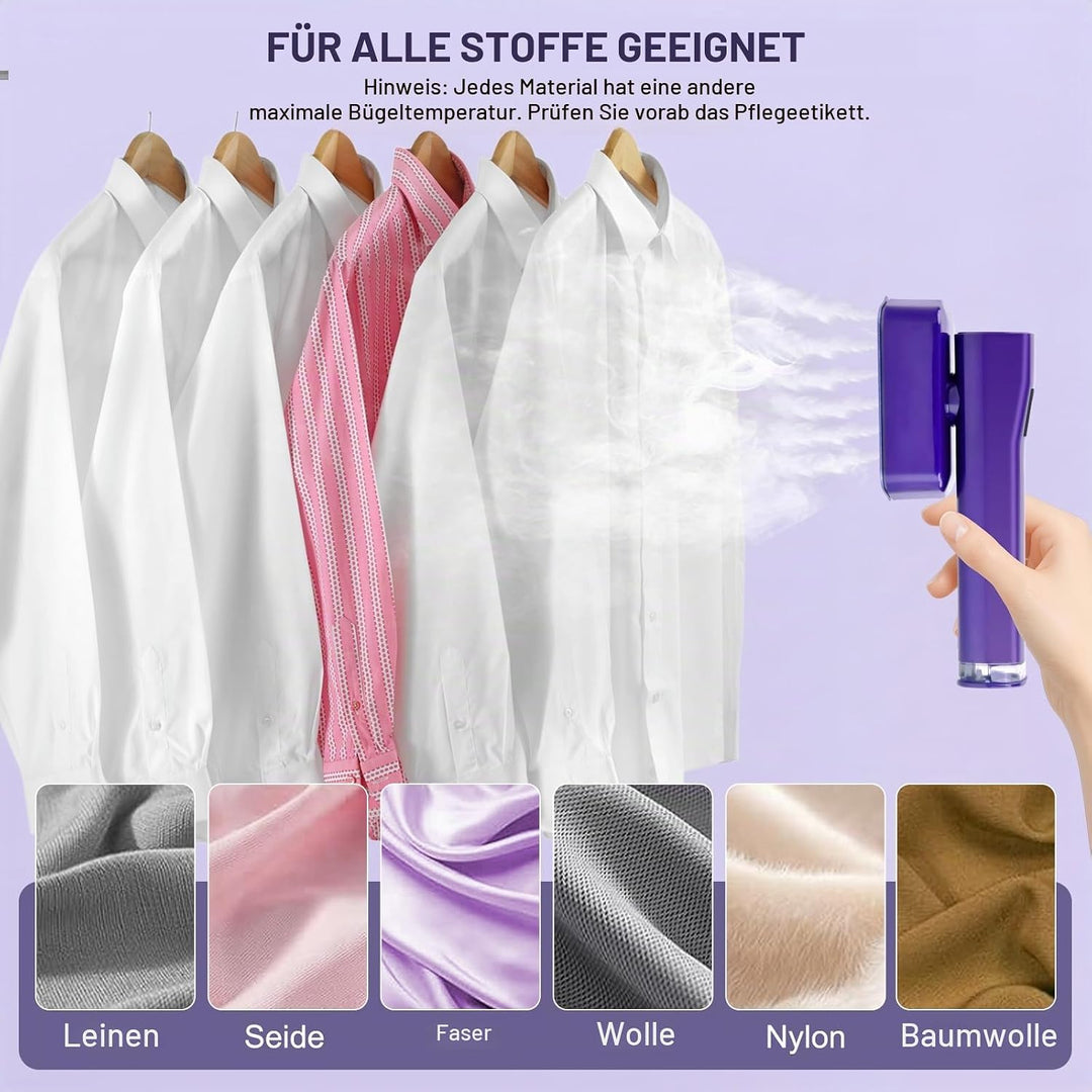 Dampfglätter, 2-in-1 Handsteamer &amp; Bügeleisen für Kleidung, 1200W Tragbarer Steamer Reise, 4 Bügelmo