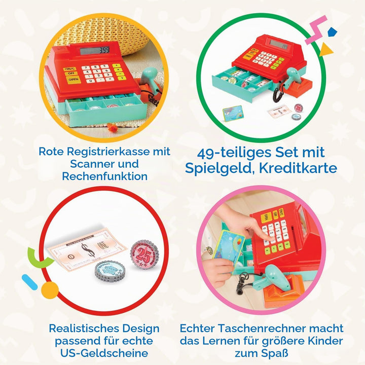 Battat Spielkasse Kinder mit Scanner und Sound, Kasse Spielzeug, Spielzeugkasse, elektronische Super