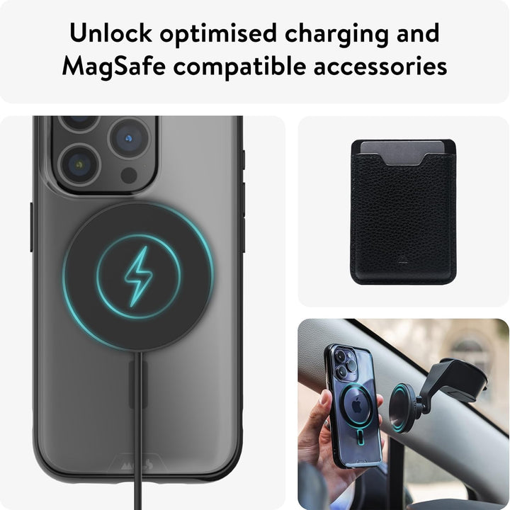 "Mous für iPhone 15 Pro Max Hülle, MagSafe kompatibel, Clear Clarity 2.0, schützende iPhone 15 Pro M
