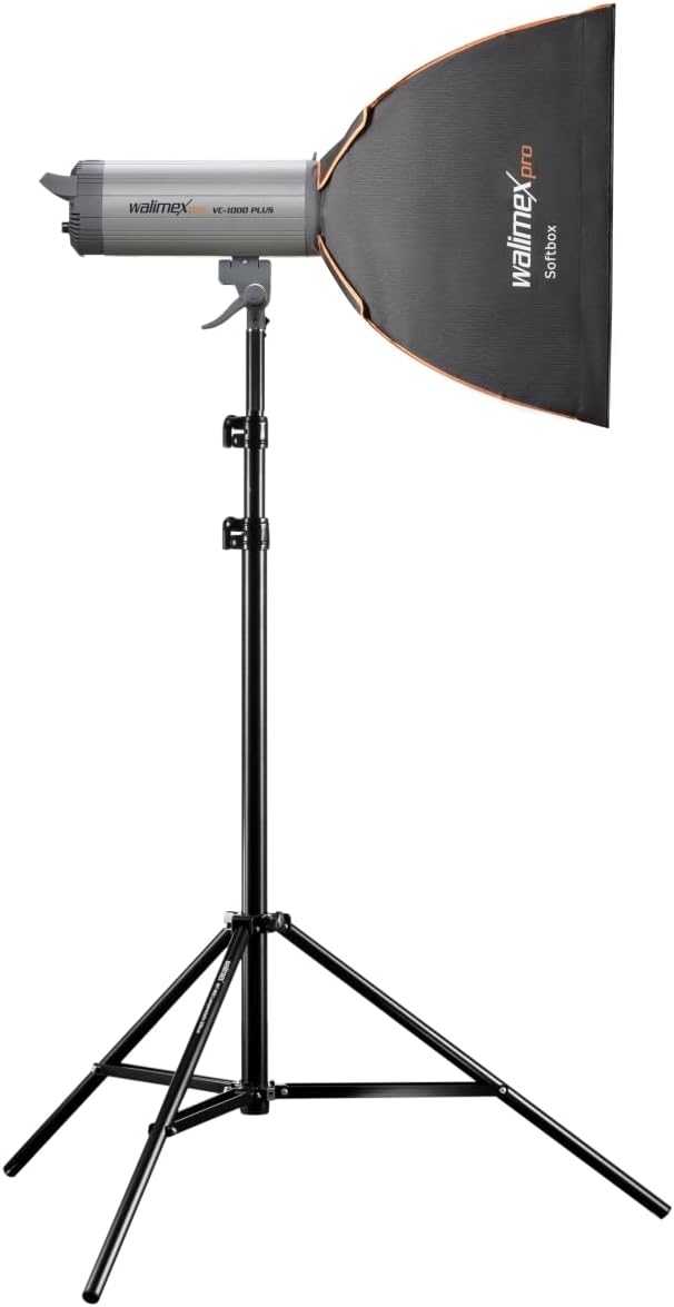 Walimex pro Softbox mit Gitter 40x40cm quadratisch I Inkl. 3cm Grid, Masken & Diffusor I Lichtformer