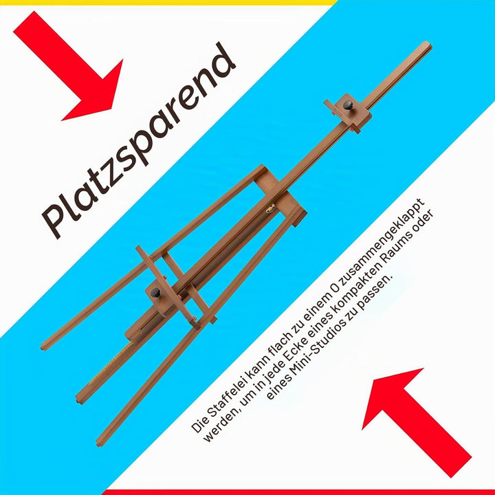 MEEDEN A-Rahmen Staffelei Holz Gross: Stabile Staffelei aus Buchenholz für Leinwände bis zu 109cm -