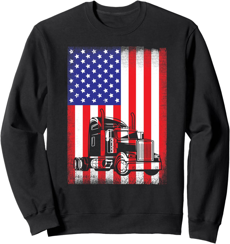 Funny Trucker Gift Truck Driver American Flag Sweatshirt