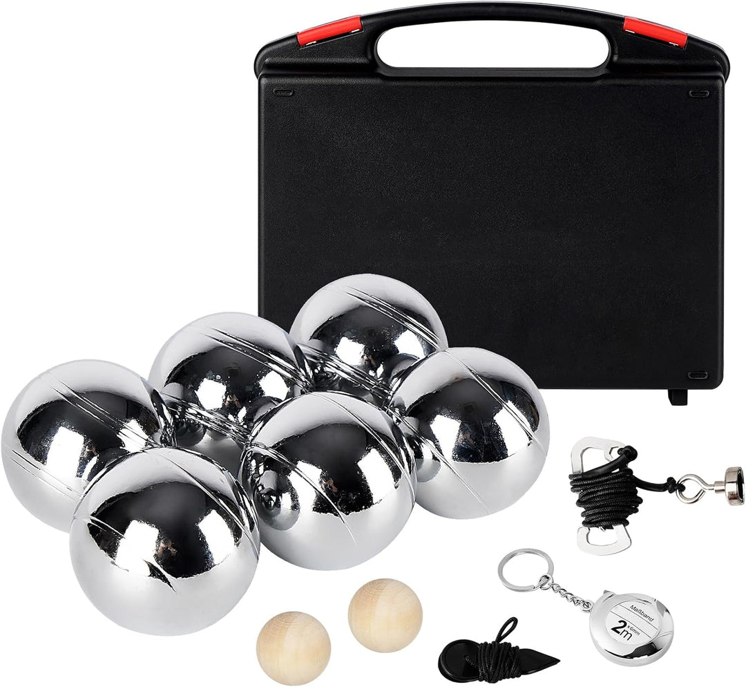 Personalisierte Boule Kugeln mit Gravur, 6er Petanque/Boccia Set mit Wunschtext & Logo, Individuelle