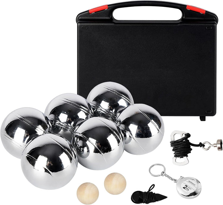 Personalisierte Boule Kugeln mit Gravur, 6er Petanque/Boccia Set mit Wunschtext & Logo, Individuelle