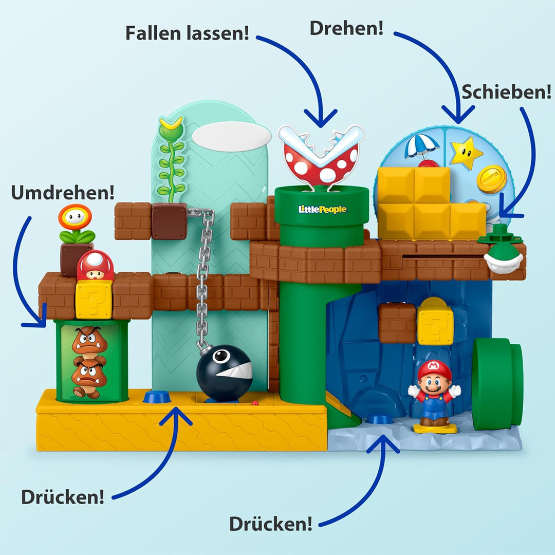 Fisher-Price Little People My Mario Abenteuer-Spielset für Kleinkinder, mit Musik, Geräuschen und Fi
