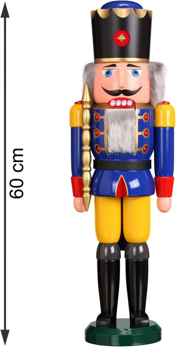 Seiffener Volkskunst 11801/2 Nussknacker Holzfigur Holz König Figur Höhe 60 cm gross blau