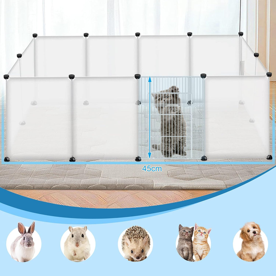 FIVMEN Freilaufgehege Kleintiergehege 145x75x48cm Freigehege Gittergehege 12-Platten Laufstallgitter
