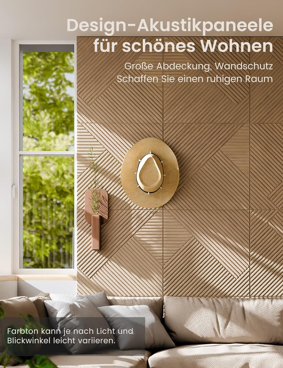 Fluxynara Akustikpaneele 180×120 cm, 6er-Set, Eiche Natur/Raute Fine-stripe 6-pack Eiche Natur/Raute