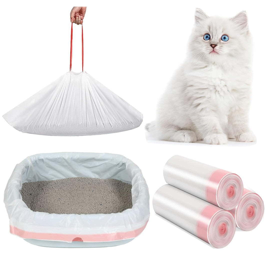 30Stück XXXL Katzenkotbeutel mit Zugbändern,Katzenstreutasche,Katzenklo-Beutel,Katzentoilettenbeutel