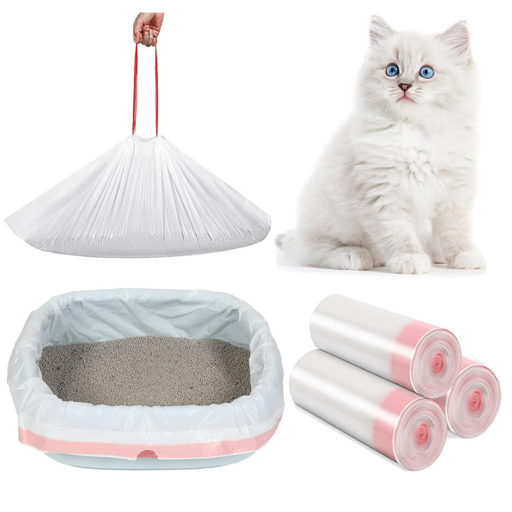 30Stück XXXL Katzenkotbeutel mit Zugbändern,Katzenstreutasche,Katzenklo-Beutel,Katzentoilettenbeutel