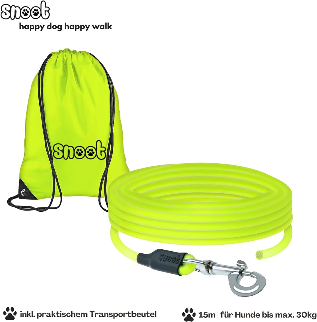 15m Rundleine, Schleppleine, Neon-Gelb, Hundeleine, Trainingsleine, sehr stabil, schmutz- und wasser