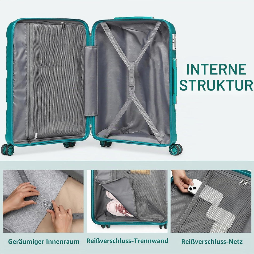 KONO Gepäck-Sets… 3er Koffer Set Türkis Grün, 3er Koffer Set Türkis Grün