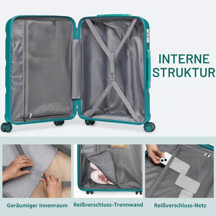 KONO Gepäck-Sets… 3er Koffer Set Türkis Grün, 3er Koffer Set Türkis Grün