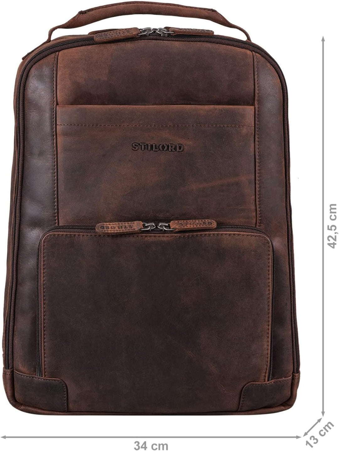 STILORD XL Herren-Businessrucksack aus Leder braun - 15-17 Zoll grosser Arbeitsrucksack - Männer Lap