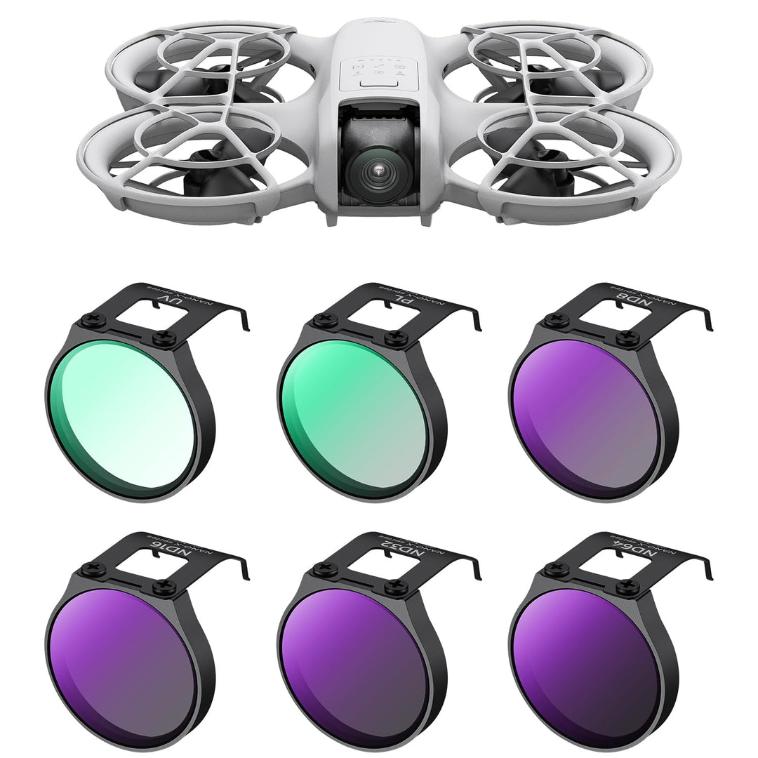 K&F Concept ND & CPL Filter Set Kompatibel mit DJI NEO, 6 stück Filter UV, CPL, ND8, ND16, ND32, ND6
