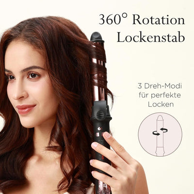 360° Rotierender Lockenstab Automatisch, PARWIN PRO BEAUTY Lockenstab Curling Iron 32mm, Nano-Titan-