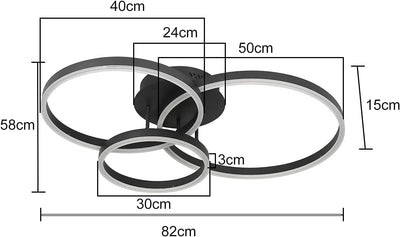 ZMH Deckenlampe LED Deckenleuchte Wohnzimmer - Schwarz Dimmbar 82CM Wohnzimmerlampe mit Fernbedienun