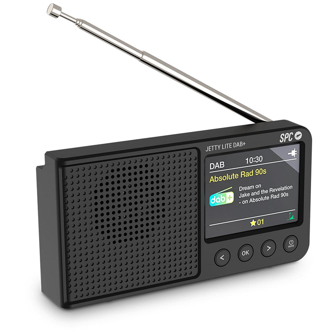 SPC Jetty Lite DAB+ | Tragbares Radio mit DAB+/UKW RDS | 80 Speicherplätze | 2,4" TFT-Farbdisplay |