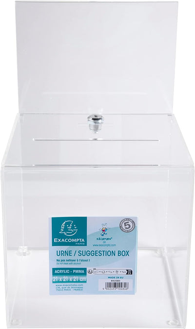 Exacompta 89258D Losbox mit Deckel, abschliessbar für Ihre Wettbewerbe, Tombolas, Wahlen oder Ideenb